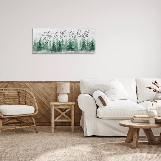 Stupell Industries Joy to the World Pine Trees Canvas Wall Art